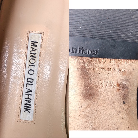 ❤️SOLD❤️Manolo Blahnik hangisi flats navy 37.5 - Picture 6 of 7